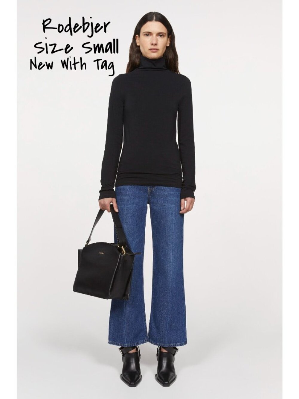 Rodebjer Kiena turtleneck Jersey Top Black Size Small New with Tag